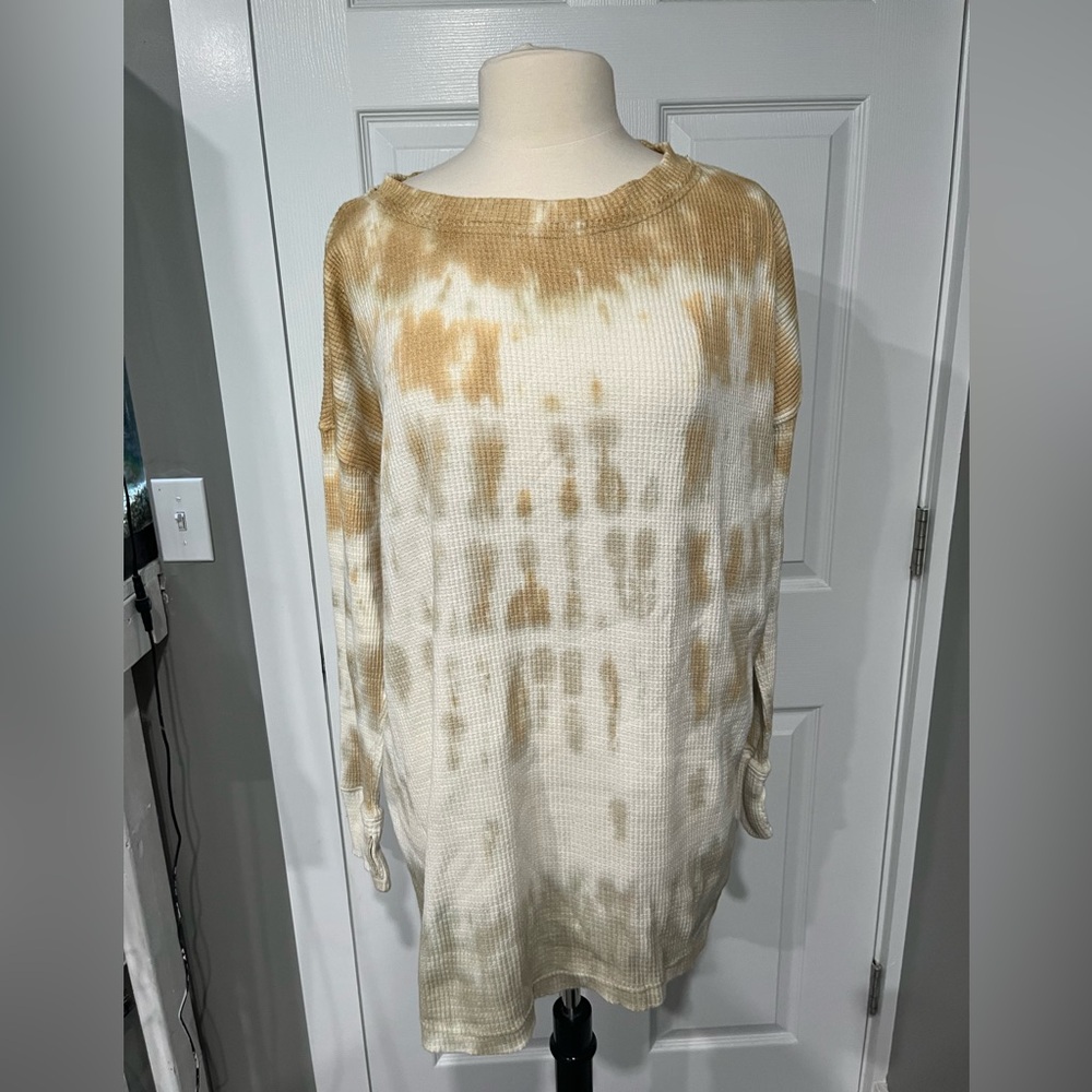 Free People Women's Yellow and Green oversized shirt‎
